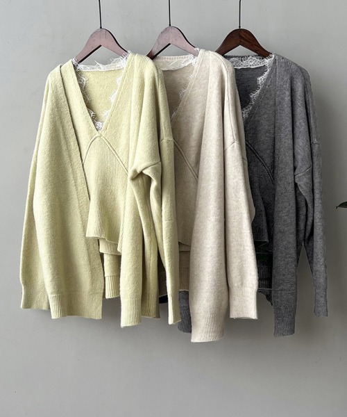 ニット セーター Vネックタンク ニットカーディガンセット レディース miniministore ニット セーター Vネックタンク ニット