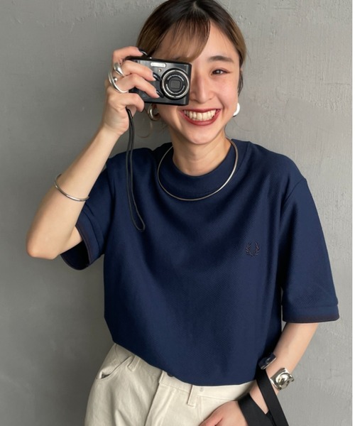 tシャツ 「FRED PERRY/フレッドペリー」 袖ティップライン ワンポイント刺繍ロゴ 鹿の子Tシャツ レディース メンズ FRED PERRY tシャツ 「FRED PERRY/フレッドペリー」 袖ティップ