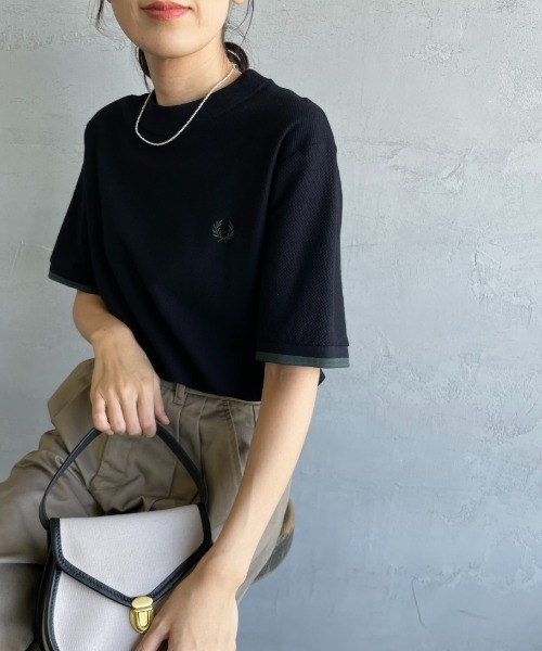 FRED PERRY 鹿の子 ロンT ロゴ刺繍 カットソー フレッドペリー FRED PERRY 鹿の子 ロンT ロゴ刺繍 カットソー フレッドペリー