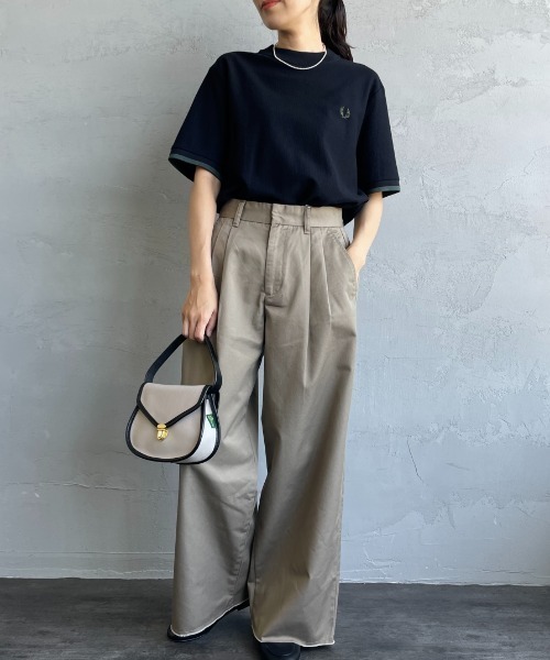 tシャツ 「FRED PERRY/フレッドペリー」 袖ティップライン ワンポイント刺繍ロゴ 鹿の子Tシャツ レディース メンズ FRED PERRY tシャツ 「FRED PERRY/フレッドペリー」 袖ティップ