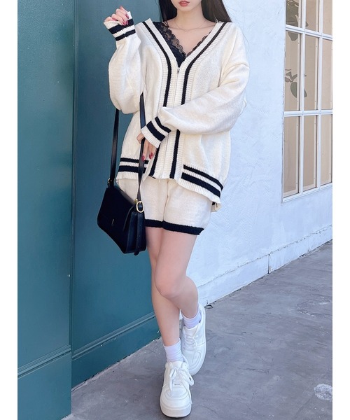 Miia セットアップ MIIA セットアップ ラインジップニットセットアップ レディース