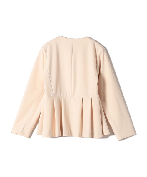 美品✨MARNI 変形フリルジャケット ネイビー 42 ノーカラー ペプラム セットアップ対応】ウォッシャブル ポリエステルツイル ノー