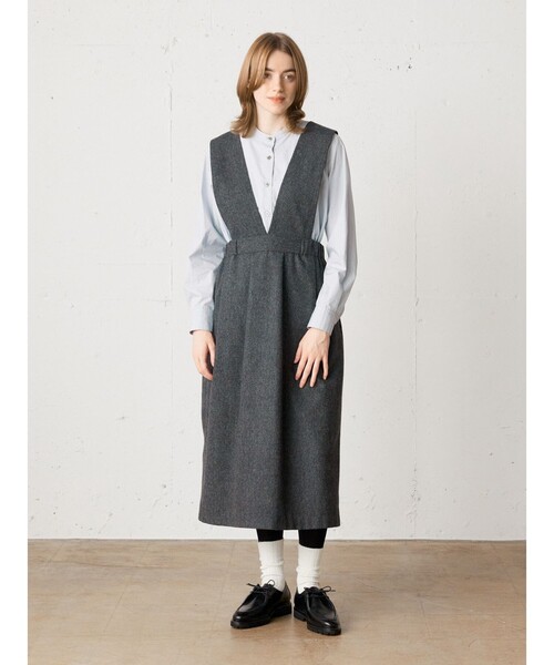 MidiUmi ブラウス シャツ Aラインバンドカラーシャツ レディース
