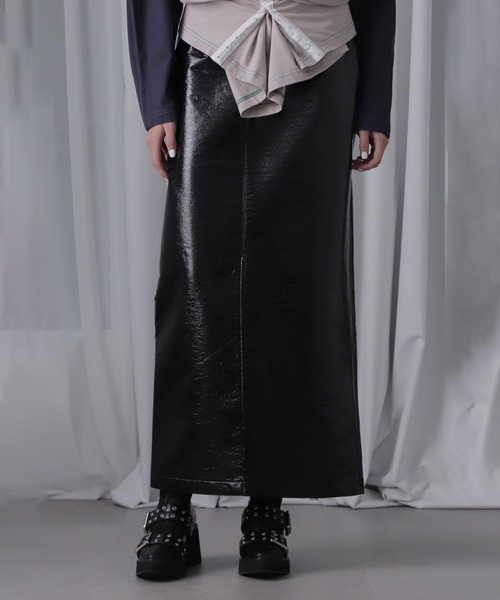 ROSE BUD（ローズバッド） スカート (CREOLME)パテントレザーライク