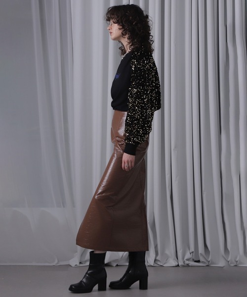 ROSE BUD（ローズバッド） スカート (CREOLME)パテントレザーライク