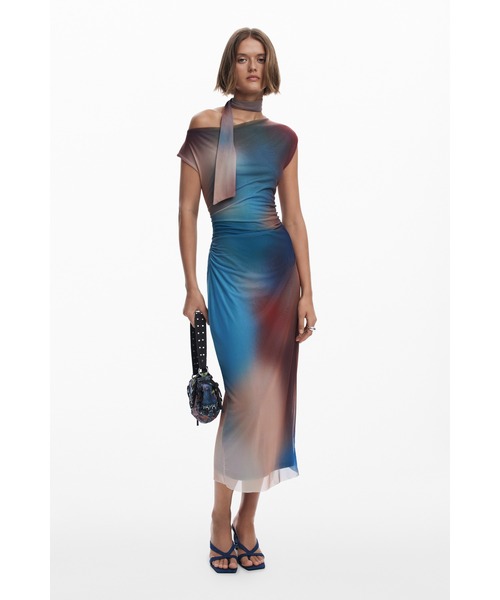 Desigual（デシグアル） ワンピース オーロラグラデーション ドレープ