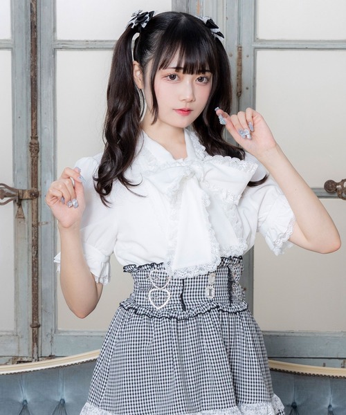 DearMyLove ブラウス シャツ レースフリルたっぷり上品ボウタイ