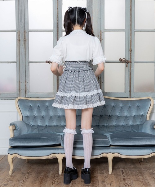 DearMyLove ブラウス シャツ レースフリルたっぷり上品ボウタイリボン