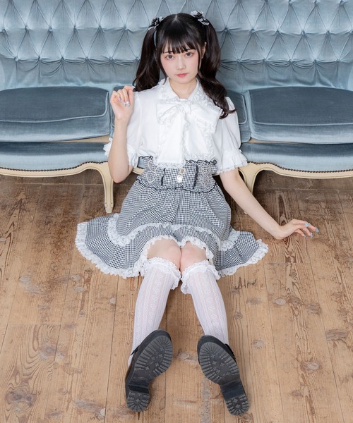 DearMyLove ブラウス シャツ レースフリルたっぷり上品ボウタイリボン