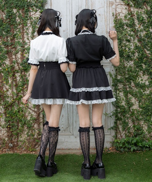 DearMyLove ブラウス シャツ レースフリルたっぷり上品ボウタイリボン
