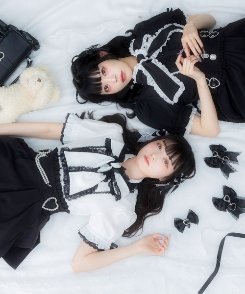 DearMyLove ブラウス シャツ レースフリルたっぷり上品ボウタイリボン