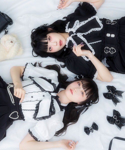 DearMyLove ブラウス シャツ レースフリルたっぷり上品ボウタイリボン