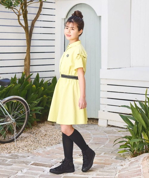セットアップ 「速乾、接触冷感」肩あきバイカラーシャツ＆スカートセットアップ キッズ 子供服 女の子の画像