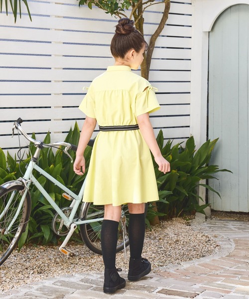 セットアップ 「速乾、接触冷感」肩あきバイカラーシャツ＆スカートセットアップ キッズ 子供服 女の子の画像