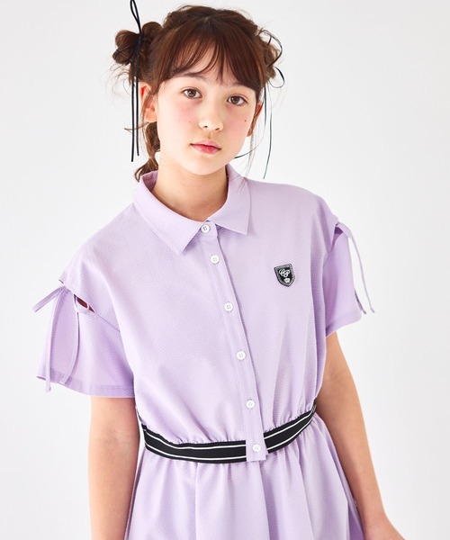 セットアップ 「速乾、接触冷感」肩あきバイカラーシャツ＆スカートセットアップ キッズ 子供服 女の子の画像