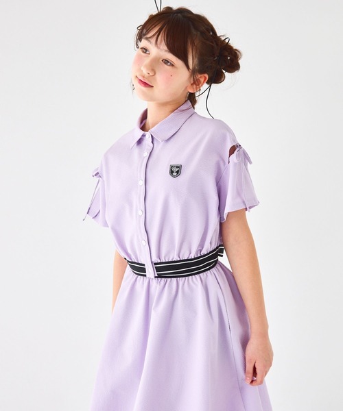セットアップ 「速乾、接触冷感」肩あきバイカラーシャツ＆スカートセットアップ キッズ 子供服 女の子の画像