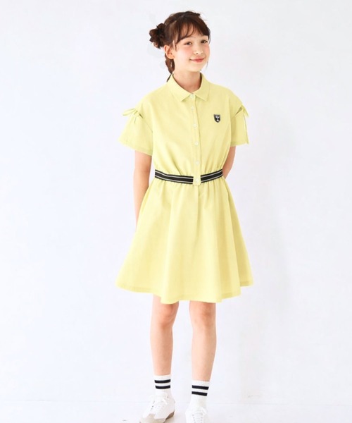 セットアップ 「速乾、接触冷感」肩あきバイカラーシャツ＆スカートセットアップ キッズ 子供服 女の子の画像
