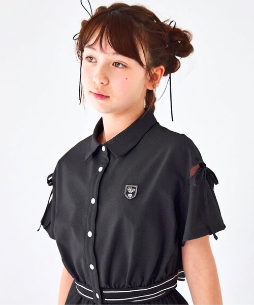 セットアップ 「速乾、接触冷感」肩あきバイカラーシャツ＆スカートセットアップ キッズ 子供服 女の子の画像