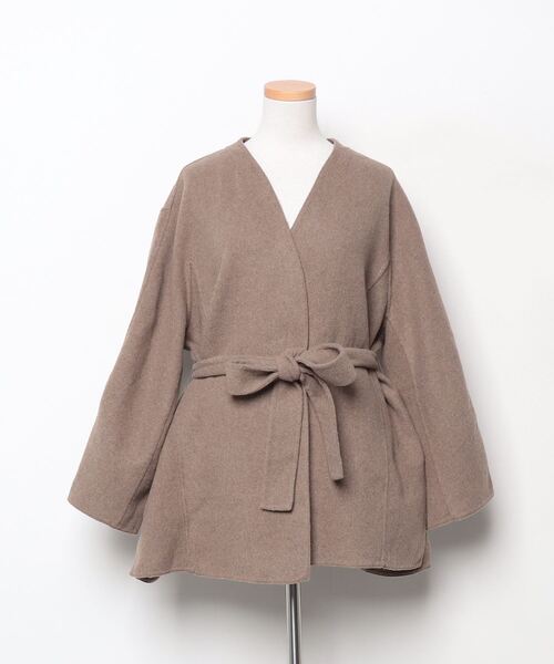 ミラオーウェン　ノーカラージャケット Mila Owen（ミラオーウェン） ノーカラージャケット ONE SIZE ブラウン