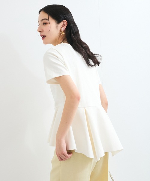 VIS（ビス） tシャツ イレギュラーヘム異素材ドッキングペプラムプル 
