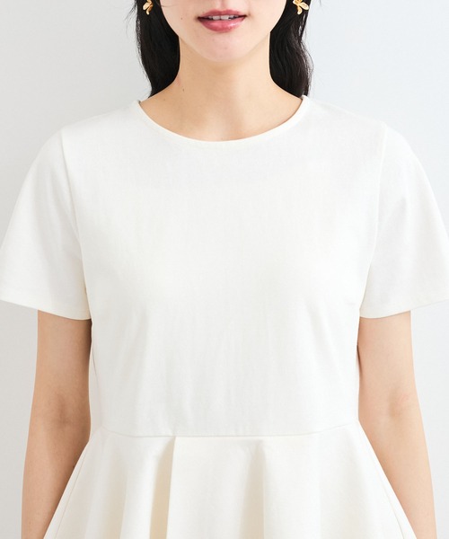 VIS tシャツ イレギュラーヘム異素材ドッキングペプラムプル