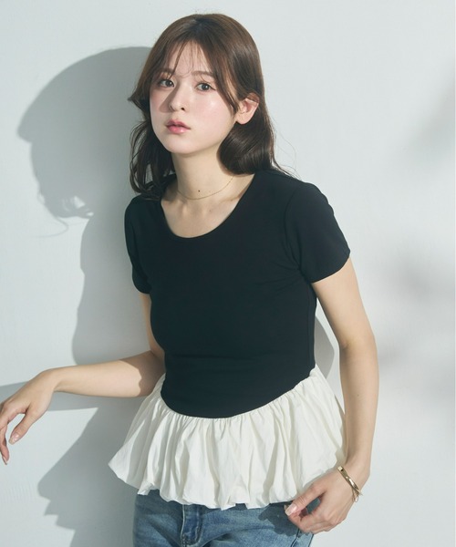 tシャツ ペプラムバルーントップス レディース