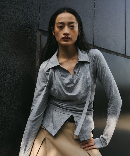ポロシャツ ポロ 「3way」Halterneck Layered Polo｜ウォッシャブル/ロンT/夏服 レディース UNITED TOKYO ポロシャツ ポロ 「3way」Halterneck Layered Polo