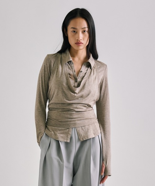 ポロシャツ ポロ 「3way」Halterneck Layered Polo｜ウォッシャブル/ロンT/夏服 レディース UNITED TOKYO ポロシャツ ポロ 「3way」Halterneck Layered Polo