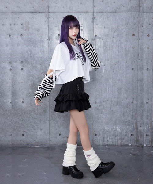 amilige アミリージュ ツギハギ ベア プリント クロップド トップス ツギハギベアプリントクロップドトップス（Tシャツ/カットソー