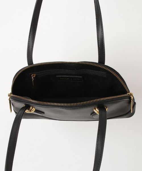 charles&keith黒レザーハンドバッグ CHARLES ＆ KEITH 「charles&keith」 ハンドバッグ - ブラック