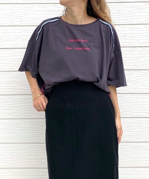 tシャツ ショルダーラインリラックストップス レディース