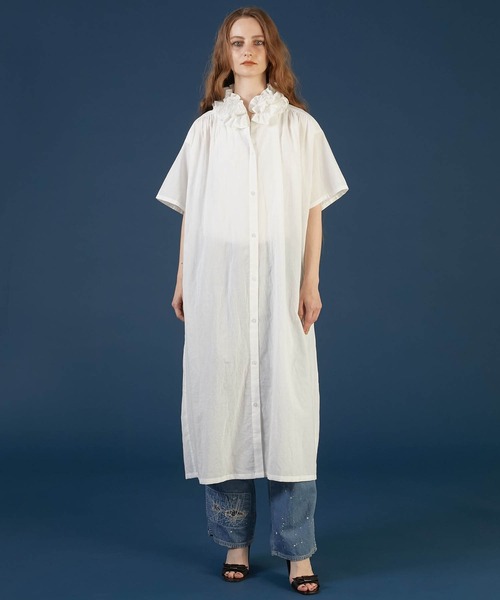 crinkle ワンピース 「crinkle crinkle」cotton frill collar