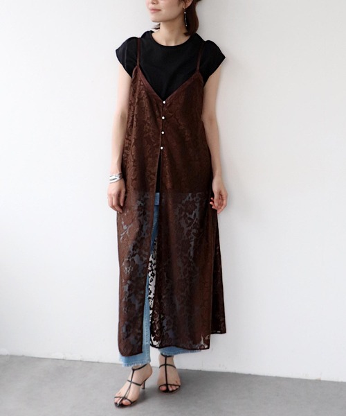 Jines（ジネス） ワンピース レース2wayキャミワンピース : ZOZOTOWN