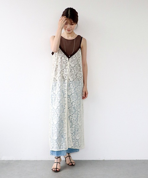 Jines（ジネス） ワンピース レース2wayキャミワンピース : ZOZOTOWN