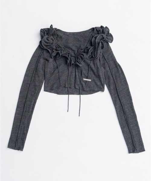 トップス prank project tulle logo cardigan PRANK PROJECT（プランクプロジェクト） カーディガン フリルウェーブ