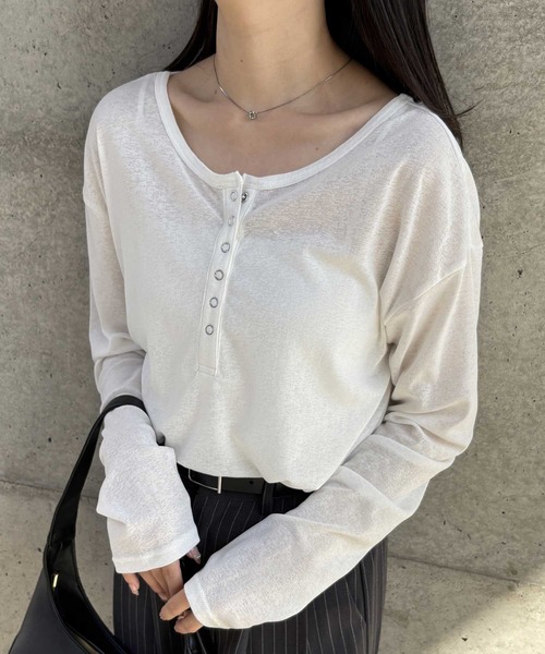 GeeRA（ジーラ） ヘンリーネック tシャツ 「S-LLサイズ/5色展開」前後