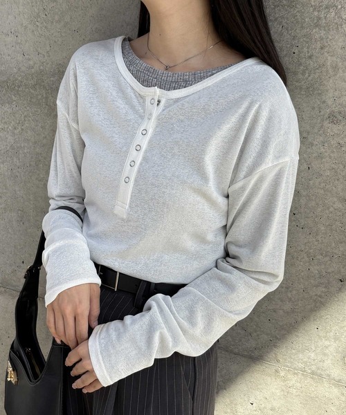 GeeRA（ジーラ） ヘンリーネック tシャツ 「S-LLサイズ/5色展開」前後
