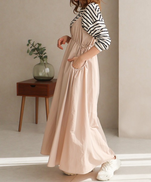 「Social GIRL」 キャミソールワンピース M ベージュ レディース_画像3