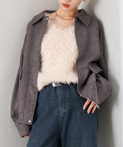 新品未使用 y2k vainl archive zipブルゾン　アウター　生地◎ SpRay（スプレイ） ブルゾン アウター ヴィンテージスウェードZIP