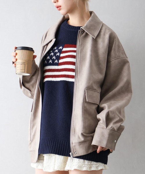 SpRay（スプレイ） ブルゾン アウター ヴィンテージスウェードZIP