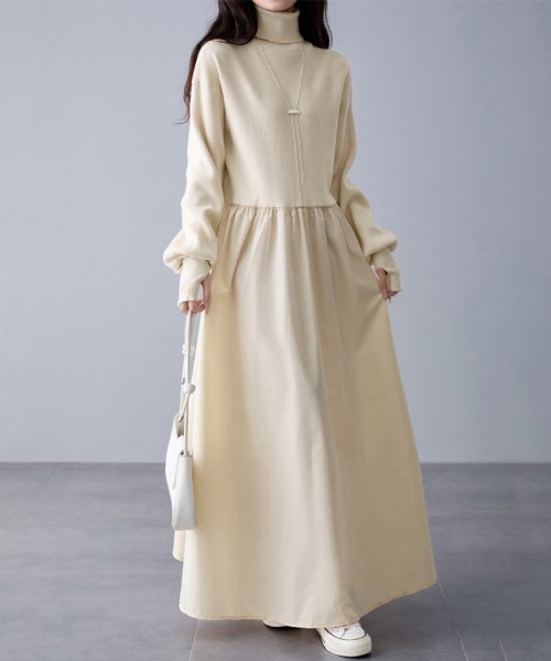 ワンピース ギャザー入りハイネックAラインワンピース | ブランド登録なし | 11