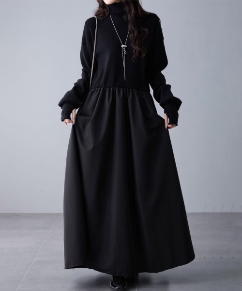 ワンピース ギャザー入りハイネックAラインワンピース | ブランド登録なし | 20