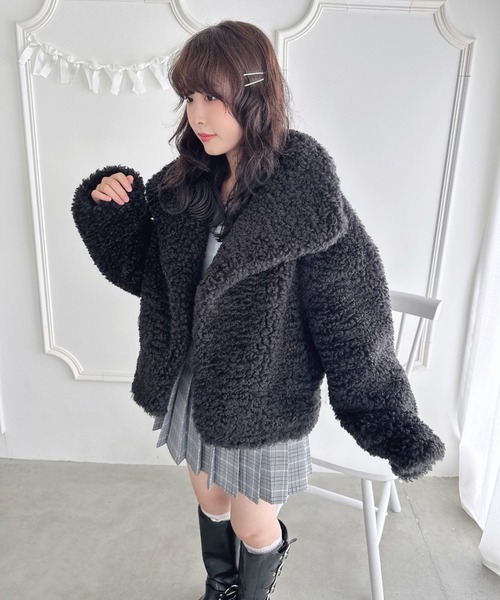 Loueme ステンカラーコート コート プードルファージャケット