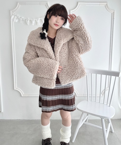 ブーちゃん。プロフ必読下さい❗ アウター　M(L相当) Loueme ステンカラーコート コート プードルファージャケット