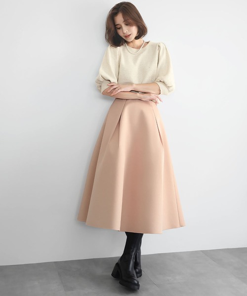 ELFRANK スカート 「2025AW」ボンディング タック フレアスカート