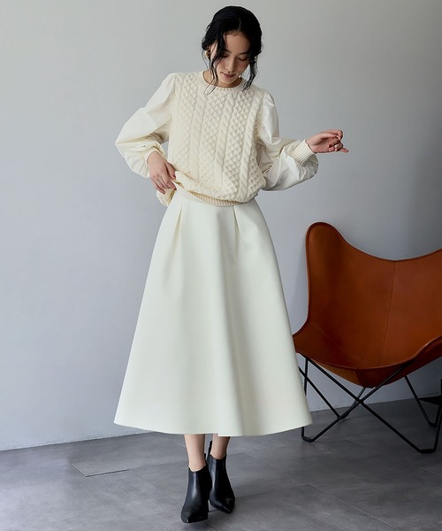 限定値下※新品タグ【COMMEdesGARÇONS】シルク100%フレアスカート ELFRANK スカート 「2025AW」ボンディング タック フレアスカート