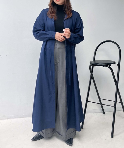 未使用✨アズノゥアズ　25AW インド綿　ロングワンピース　大きいサイズ3 AS KNOW AS（アズノゥアズ） ワンピースウエストリボン結び 開襟長袖