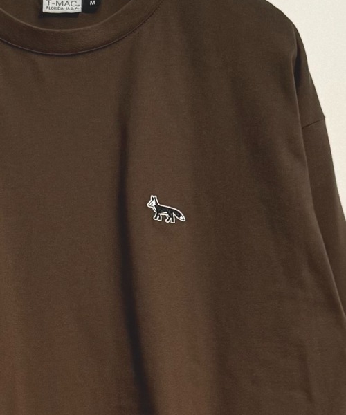 T-MAC OUTING tシャツ T-MAC ワンポイント刺繍 オーバーサイズ長袖T