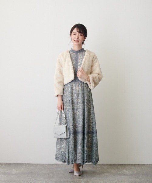 「Dorry Doll」 半袖ワンピース L ラベンダー レディース_画像4