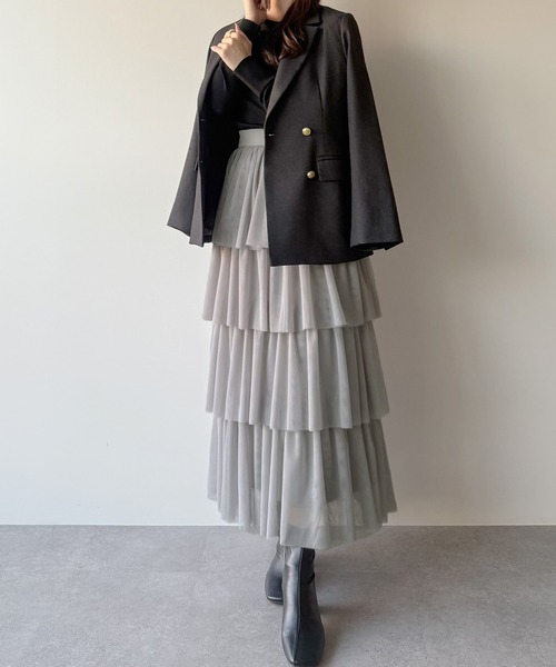 mipiarl スカート ボリュームチュールティアードスカート : ZOZOTOWN